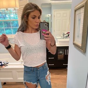 White cheetah loose summer shirt